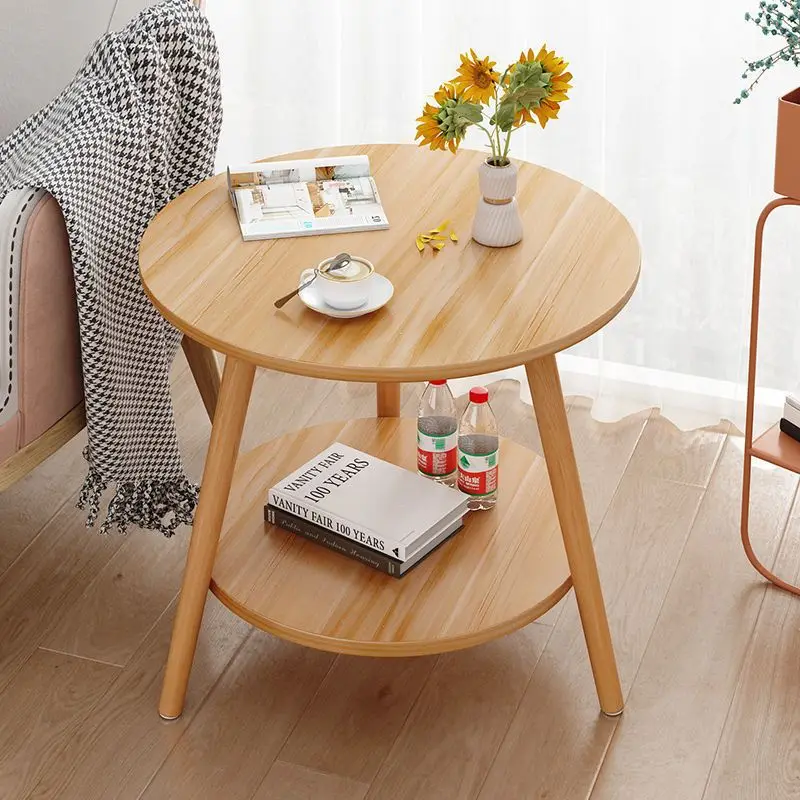 

Small round table beside desk bedroom coffee table for living room double layers chinese style furniture work office reading