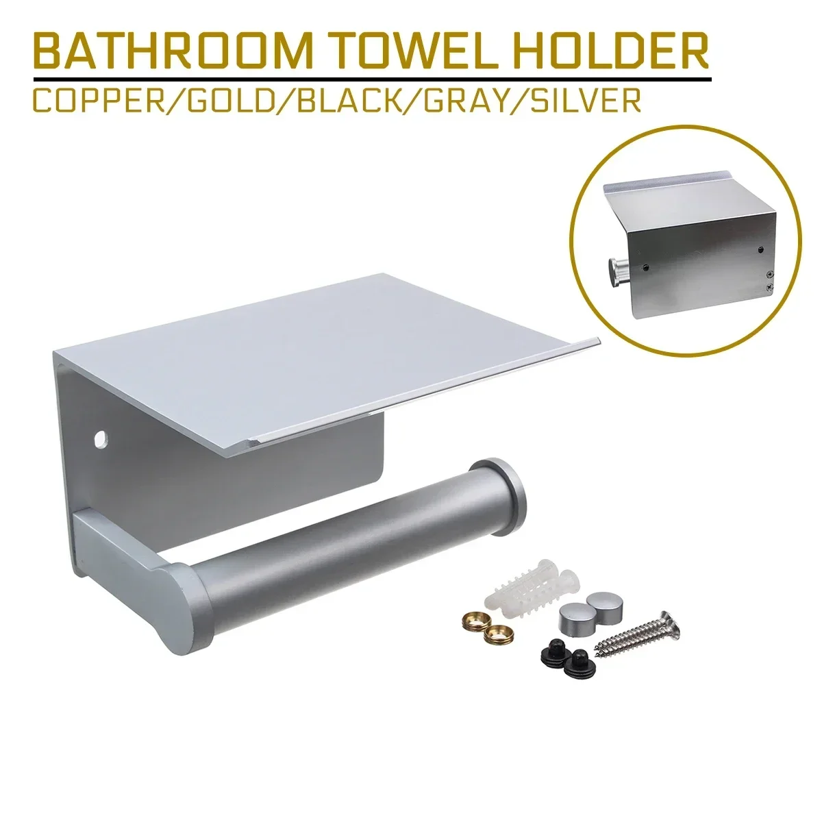 

Paper Holder Bathroom Toilet Towel with Shelf Towel Rack Tissue Boxes Black Phone Holder Wall Mount WC Rolhouder Paper Holder