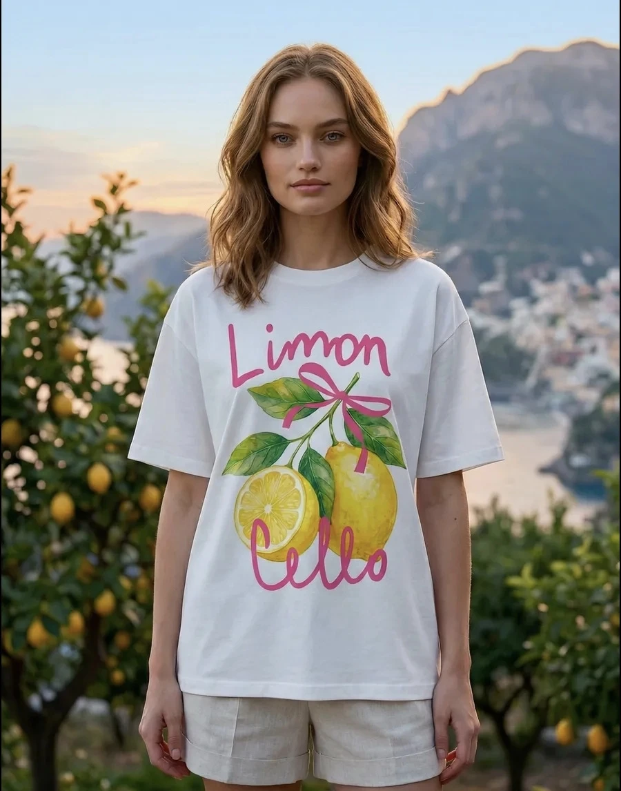 Loose Fashionable Printed T-Shirt Short Sleeve Casual Top Women's Cotton Sweat Absorbent round Neck Regular Fit Summer Tee