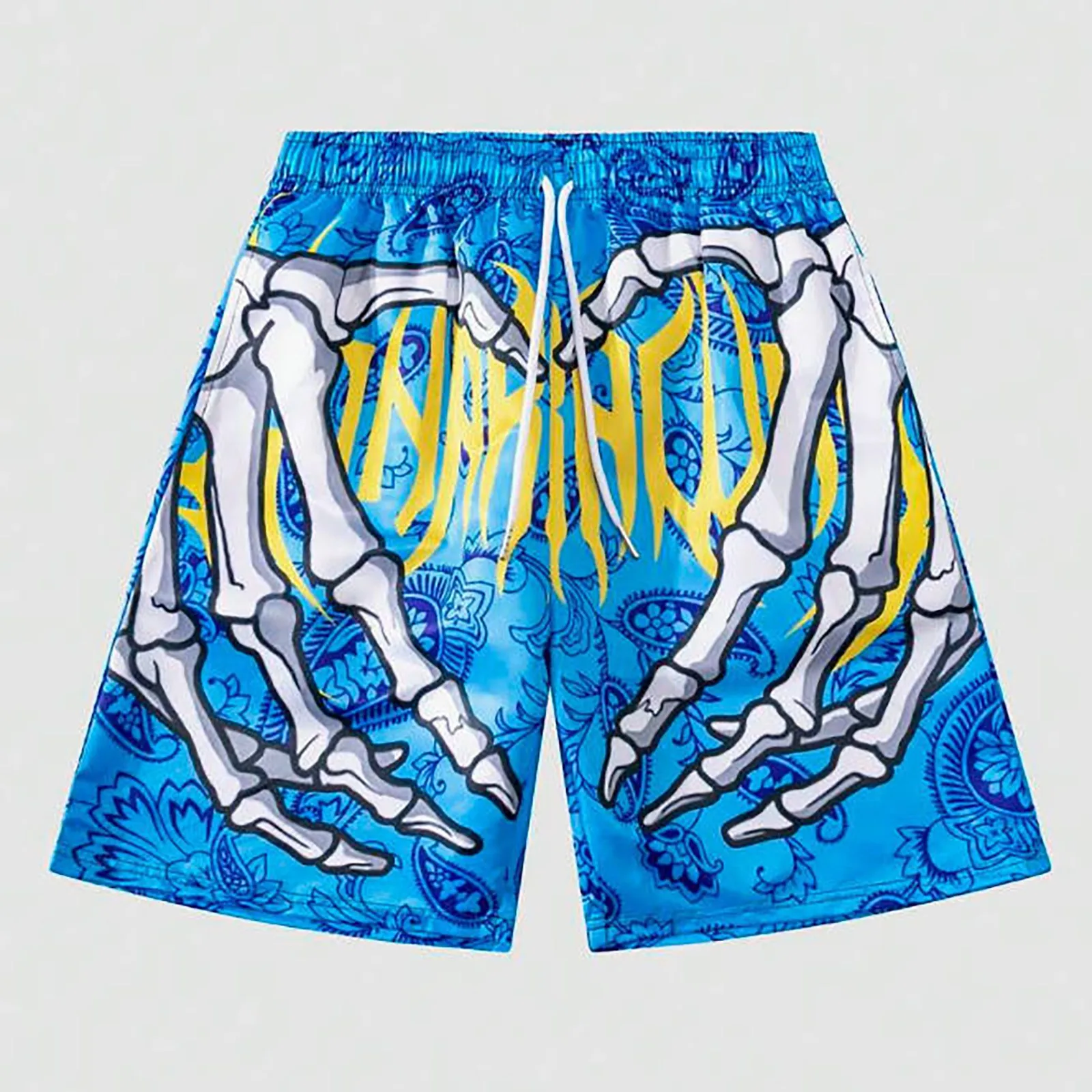 Halloween Theme Men Swim Trunks Board Elastic Waist Shorts Summer Beach Comfortable Sport Shorts With Hand Print For Men