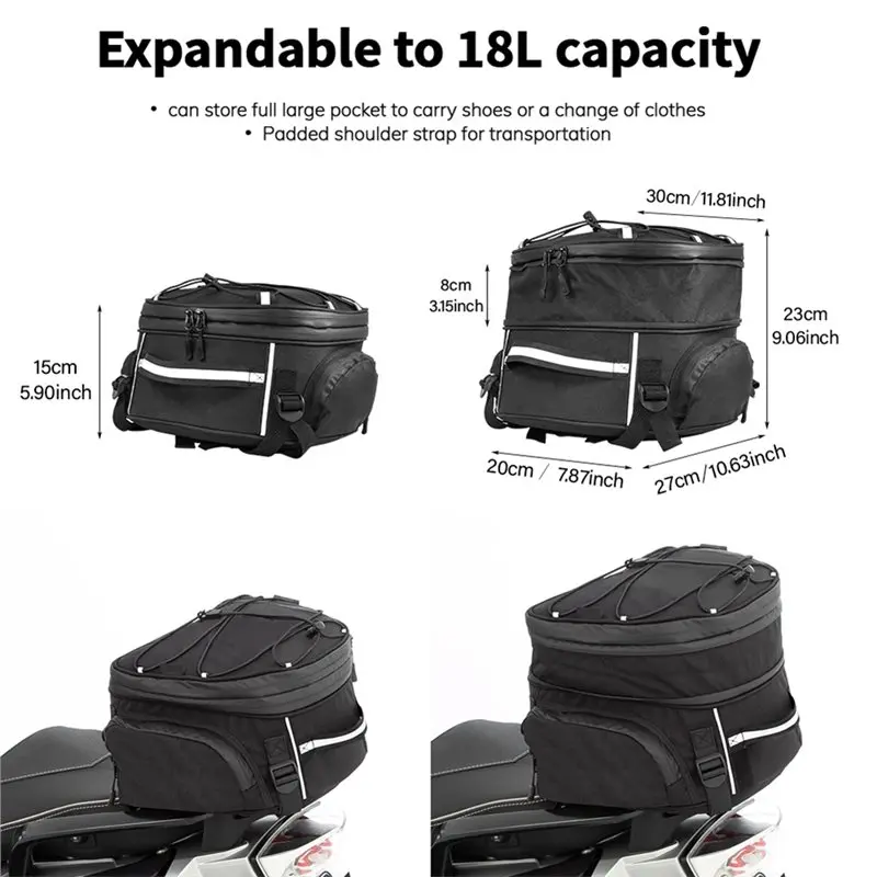 Superior-Universal Luggage Rack For BMW HONDA Motorcycle Scooters Rear Seat Bag 18L-20L Capacity Waterproof Travel Storag