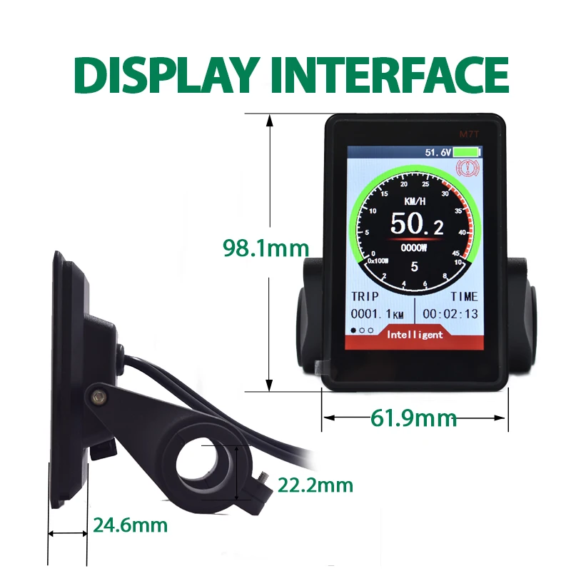 Waterproof Color LCD Electric Bike Display with Bluetooth Wired Connection USB Charging for 24V 36V 48V 60V E-Bicycle Computer