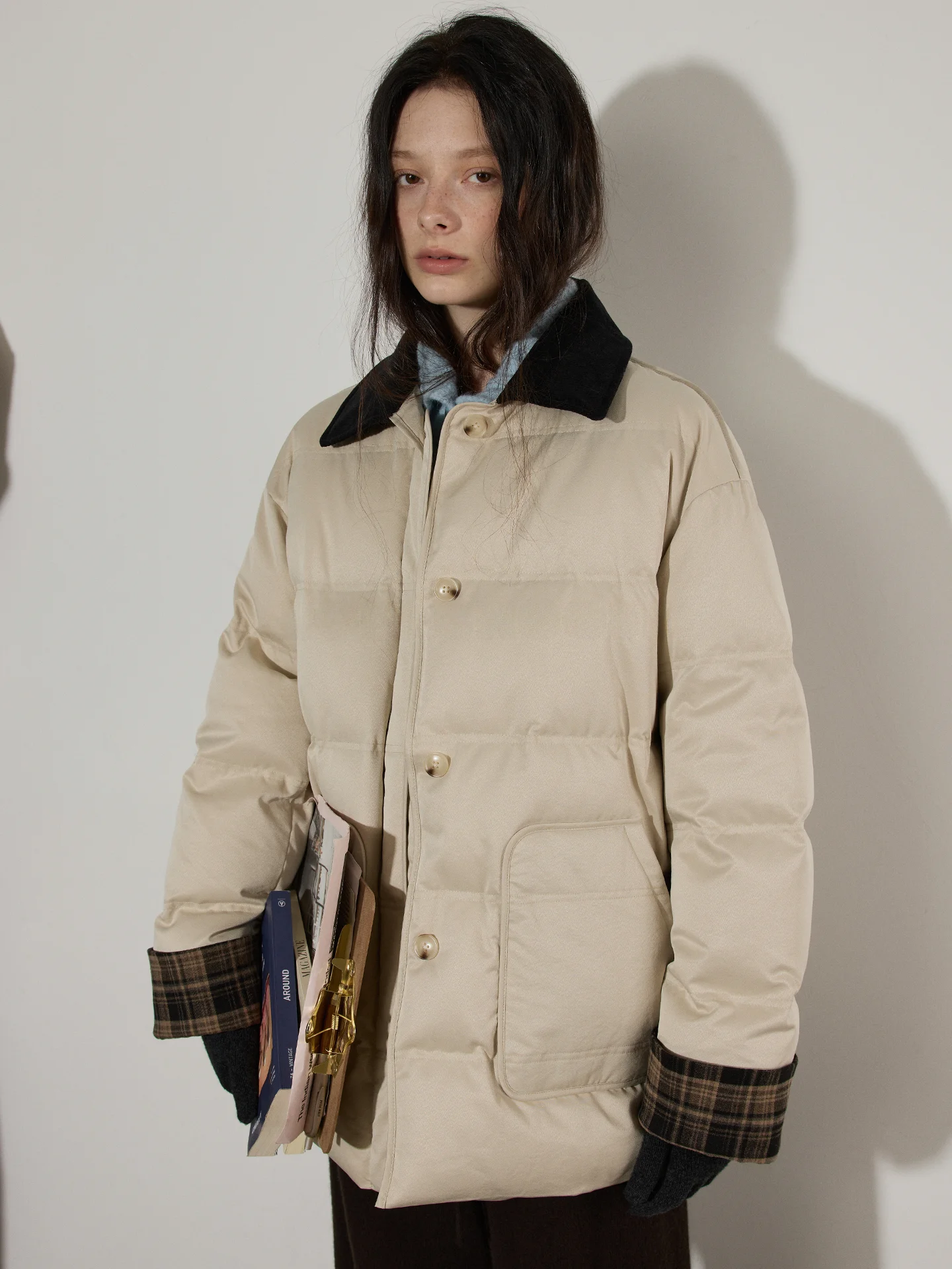 

Женское зимнее длинное пальто Lofi: теплая куртка свободного кроя с воротником, модная, для повседневной носки, на толстом пуху