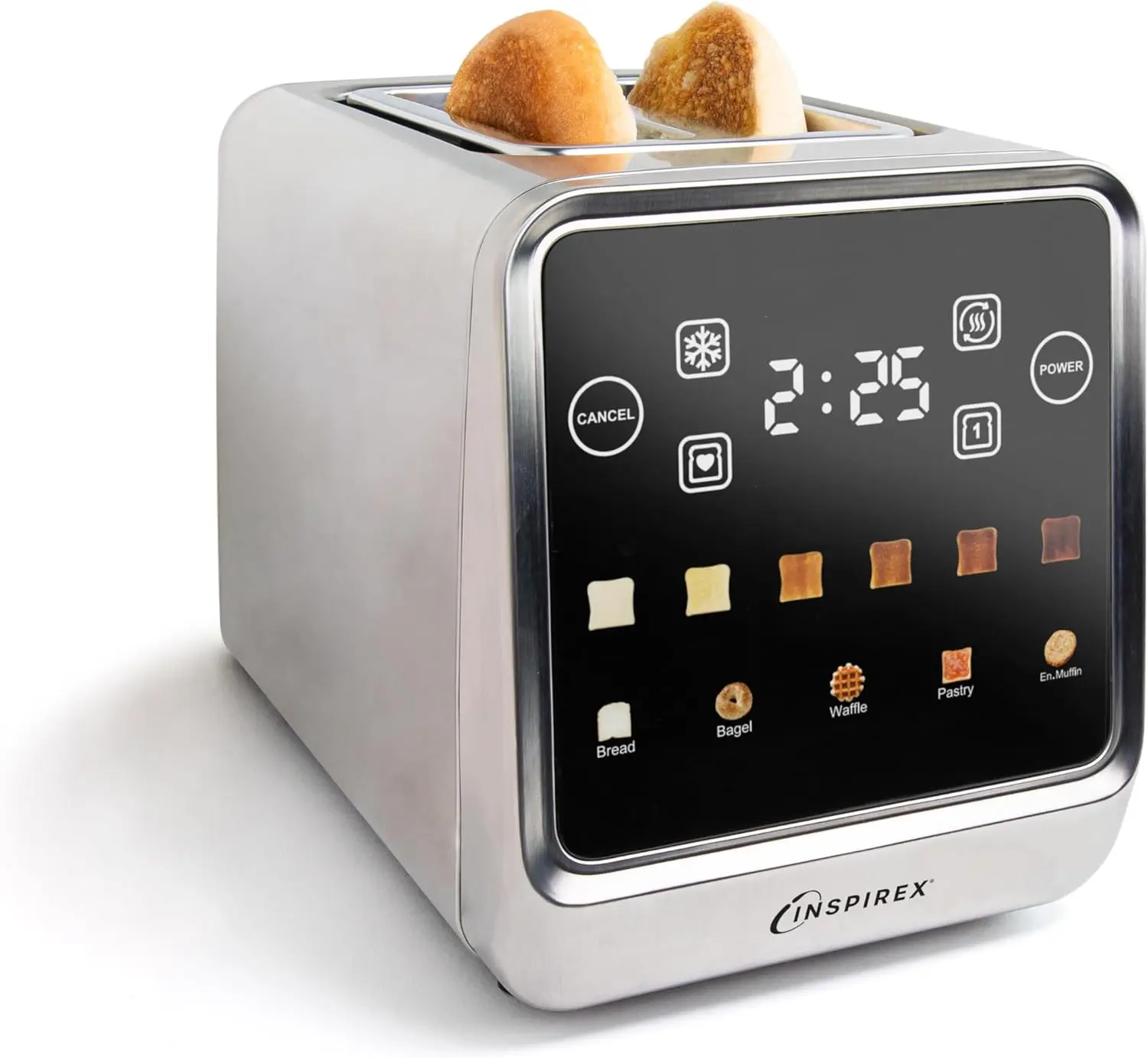 Inspirex Touchscreen Toaster - 2 Scheiben extra breite Steckplätze-5 Brottyp und 6 Bräunung stufen-Auftauen, Aufwärmen, Liebling, Singl