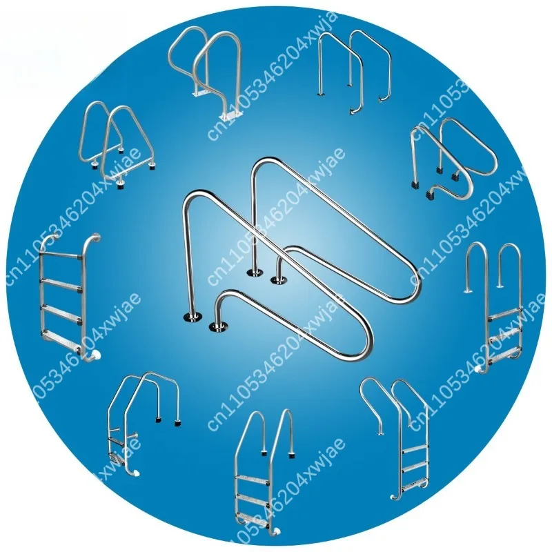 Escalera de piscina de acero inoxidable 304, No requiere preincrustaciones, pasamanos comerciales de alta resistencia