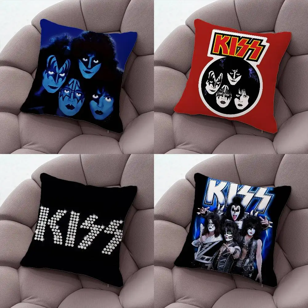 

K-KISS Rock Band Pillow Case Plush Fabric Soft Double-Sided Printed Sofa Warm Winter Home Gift Cushion Cover
