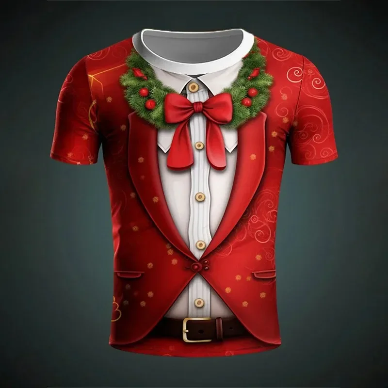 Kerstman Vrolijk Kerstfeest Mode 3D Print T-shirt patroon Heren en Dames Neutrale Topkleding met korte mouwen