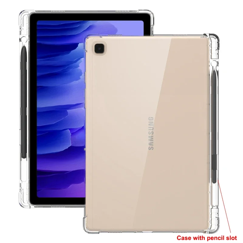 Pencil Solt Case for Samsung Galaxy Tab S9 S8 S7 Plus Ultra S6 Lite A7 A8 Tablet Cover Clear Soft Air-bag Pen Holder Shell Funda