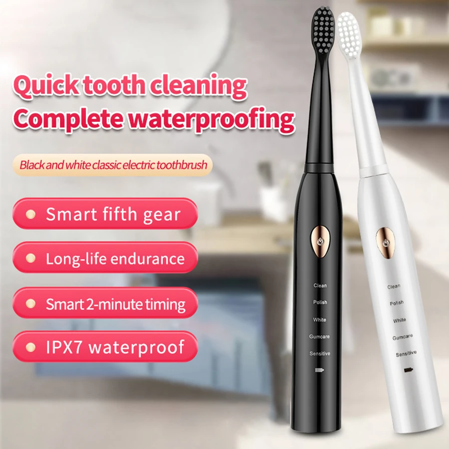 Jian Brand Sonic Electric Toothbrush Adult Electric 5 Gear Mode USB Charging Ipx7 Waterproof Sonic Electric