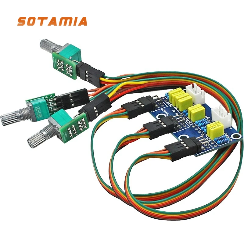 

SOTAMIA DIY пассивная готовая тональная плата, двухканальная предварительная плата с регулировкой высоких и низких тонов, предварительный модуль HIFI аудиоусилителя