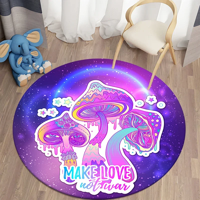 Psychedelic Mushroom Round Carpet for Living Room Rugs Kids Carpet Soft Non-slip Floor Mat for Children Bedroom Carpet Tapis