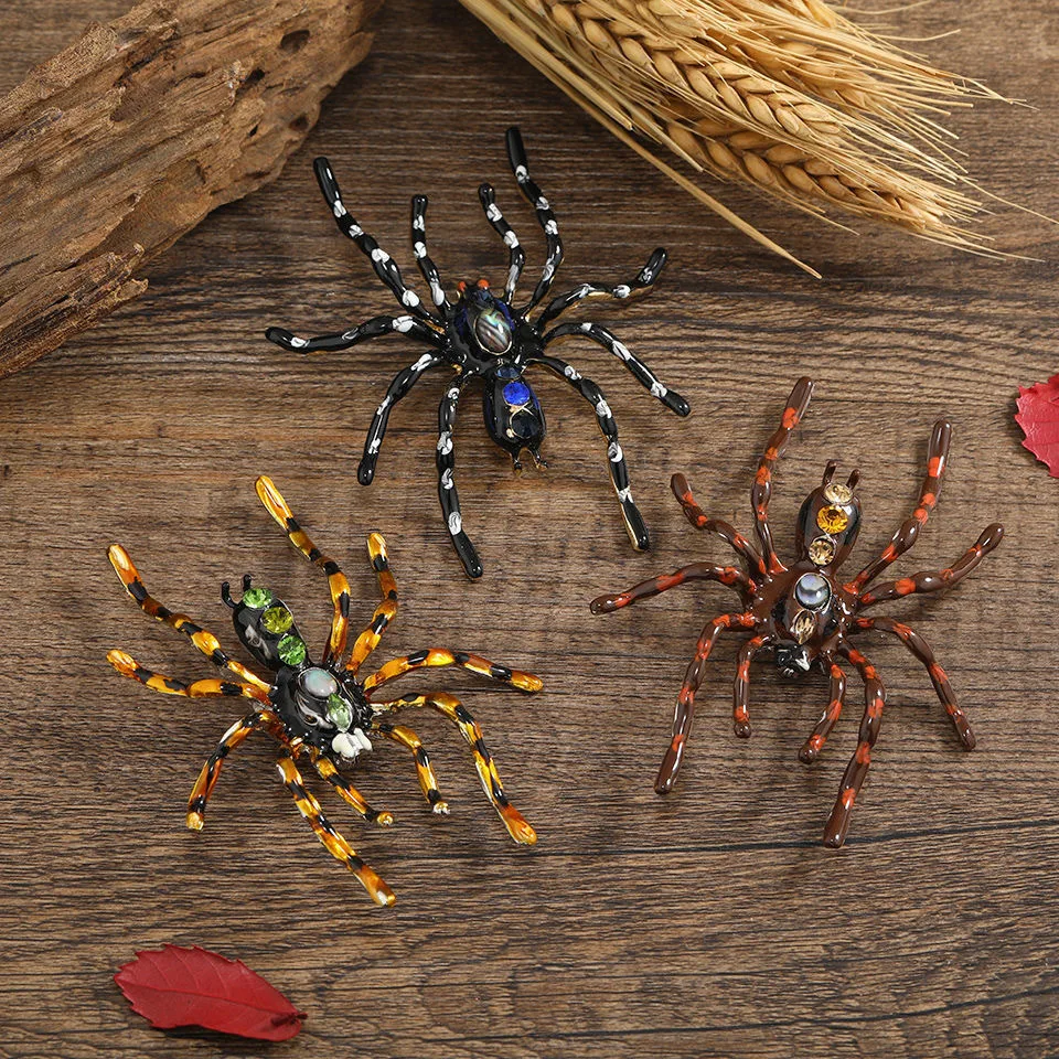 Multiple Style Rhinestone Zircon Spider Brooches For Unisex Fashion Halloween Theme Pins Accessories Jewelry Gifts Party Ornate