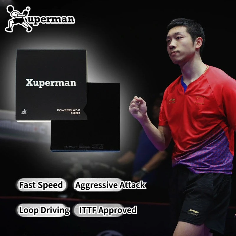 Xuperman POWERPLAY-X Pips-in Table Tennis Rubber Sheet Xu Xin Match Same Rubber Forehand&Backhand  Arc Fast Attack ITTF Approved