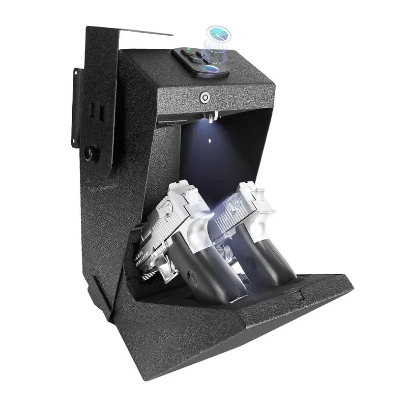 

Biometric Gun Safe Box, Innovative Design for Private Firearms Security Wall Mounted, Home/Office Use Secure Storage Solution