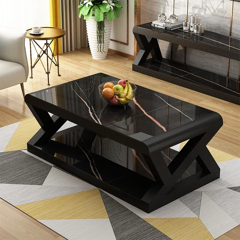 

Simple Black Storage Coffee Table Modern Design Minimalist Glass Marble Coffee Table Nordic Low