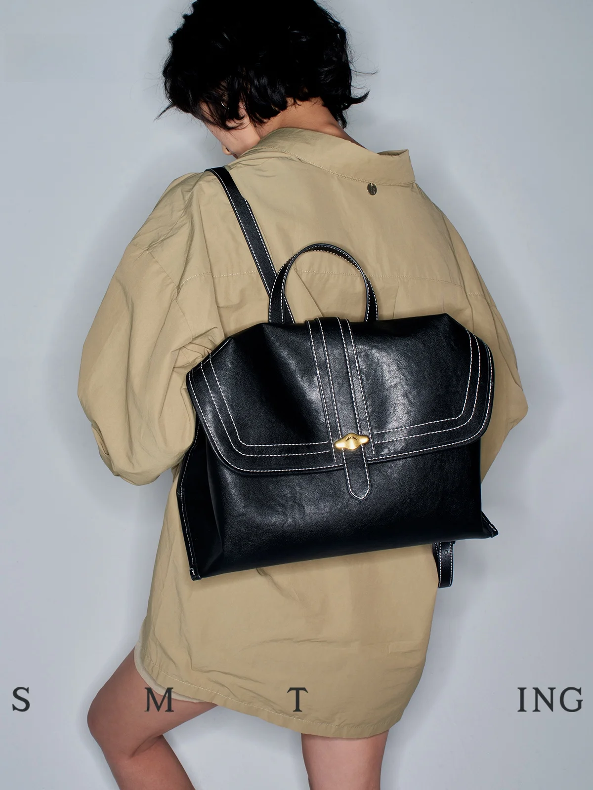 Ximuting Damon Mujer Grande Capaci Bapa Faionable Juvenil Sle Mango Suave Medio Hardn Verano 2024 Tela