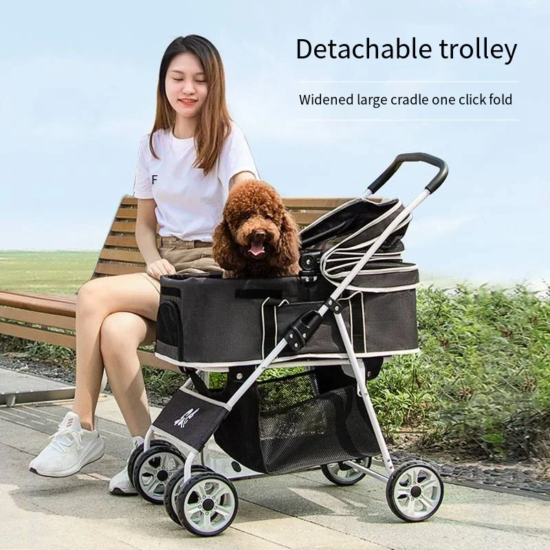 2024 Newest Pet Stroller for Dogs To Go Out with Small Detachable Folding Professional Dog Stroller for Cats To Travel Out With