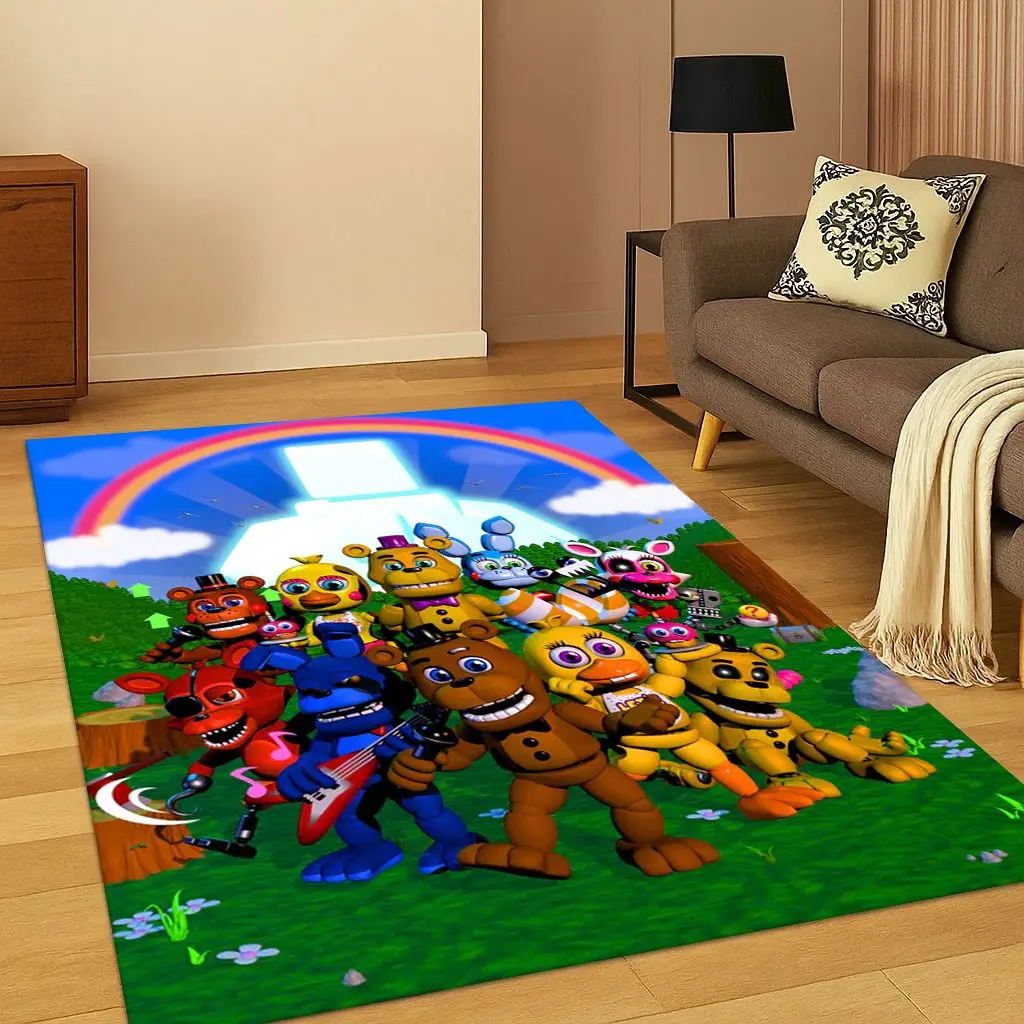 3D-Spiel F-FNAF Freddy Cartoon-Teppich für Zuhause, Schlafzimmer, Wohnzimmer, Sofa, Fußmatte, Dekor, Kinderbereich, Teppich, Spielen, rutschfeste Matte, Geschenk