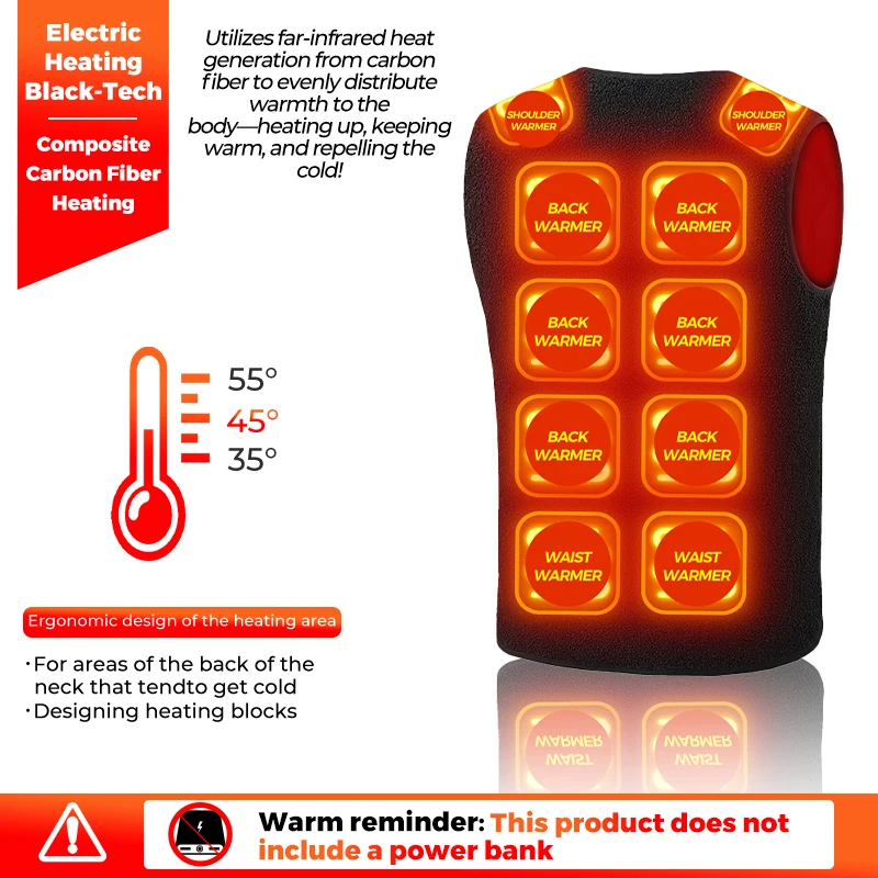 Teddy Fleece Heated Vest 16 Zones USB Heater Thermal Waistcoat V Neck Winter Warm Jacket Liner Inner Layer For Camping Hiking