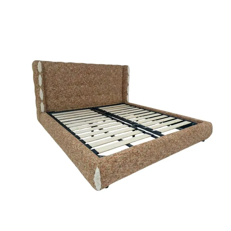 High backrest type master bedroom fabric soft bed, fabric bed, double bed