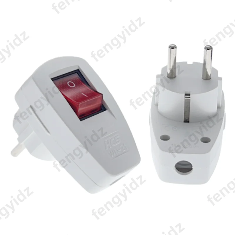 Deutschland Schuko wiederaufladbarer Netzstecker mit Ein-Aus-Netzschalter 250 V 10 A EU CEE 7/7 Standard-Adapter-Steckverbinder – Detail 3