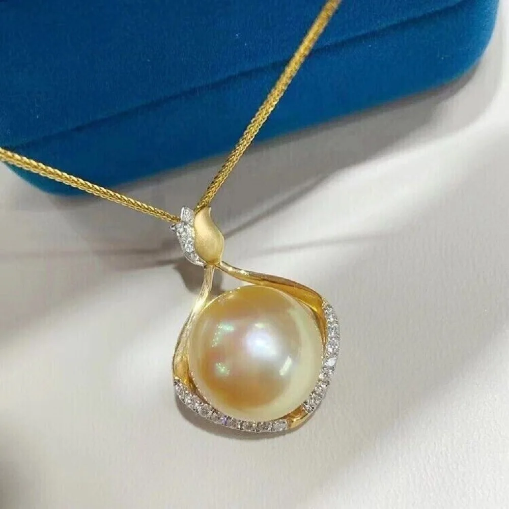 Gorgeous AAAAA Giant 13-14mm South  Sea Pearl Pendant Necklace 925s 12-13mm