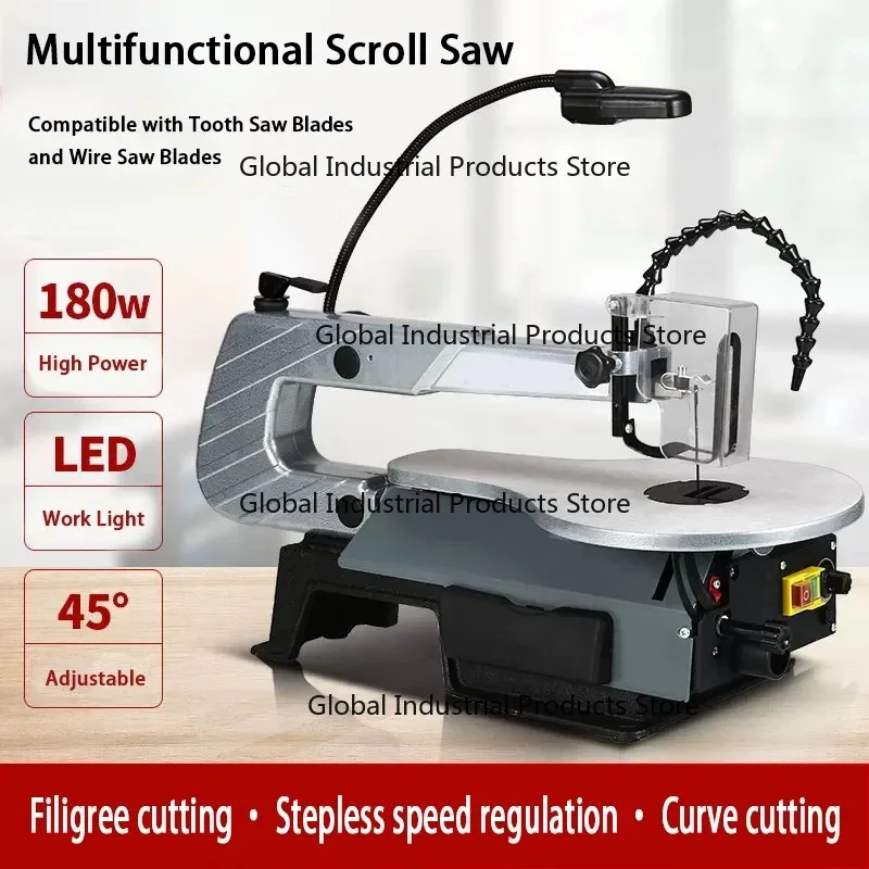 Electric Desktop Woodworking Band Saw Machine Small Multifunction Curve Cutting Tool with 10 Linear Saw Strip 1600RPM 133 MM