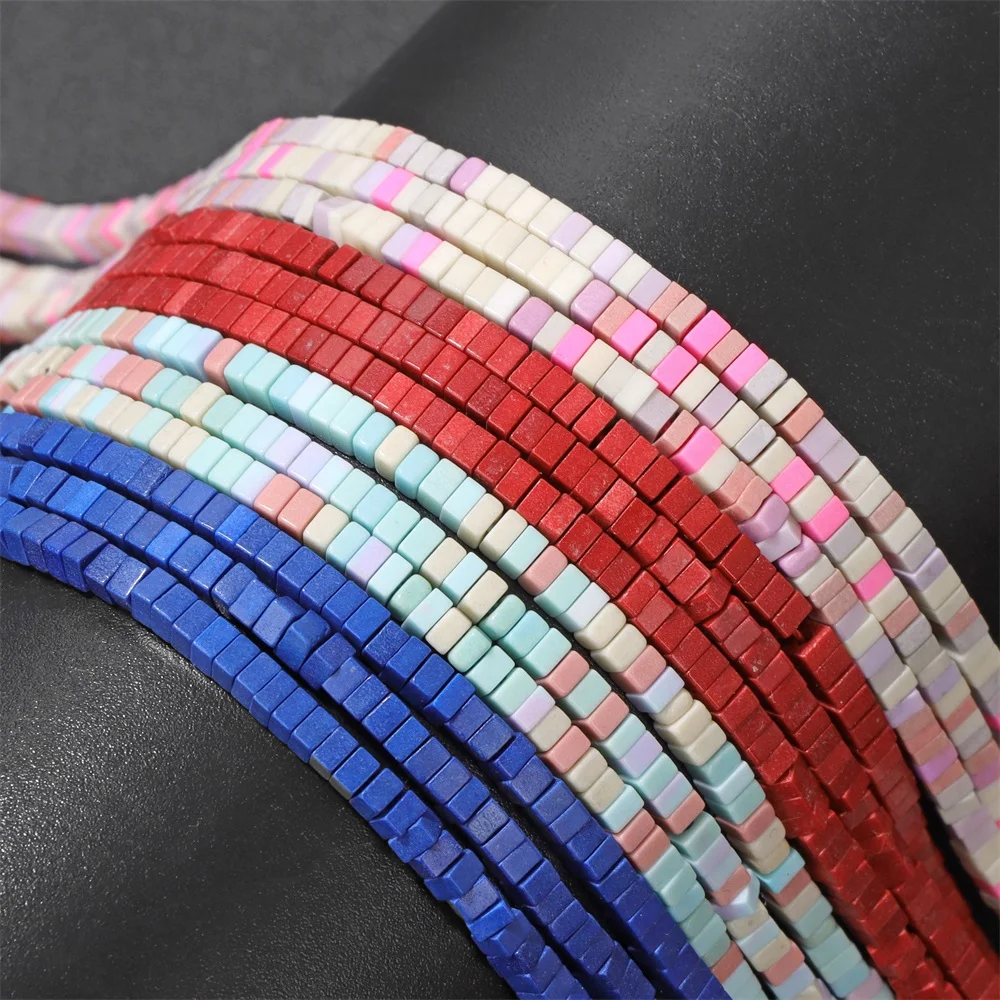 2x3mm Rectangle Spacer Stone Bead Natural Colorful Chalcedony Loose Bead For DIY Bohemian Jewelry Necklace Bracelet Earrings