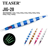 TEASER 200g 300g 500g 600g 750g 1000g J28 Deepsea gran juego plantilla de Metal señuelo luminoso Vertical hundimiento Jigging cebo de pesca Isca