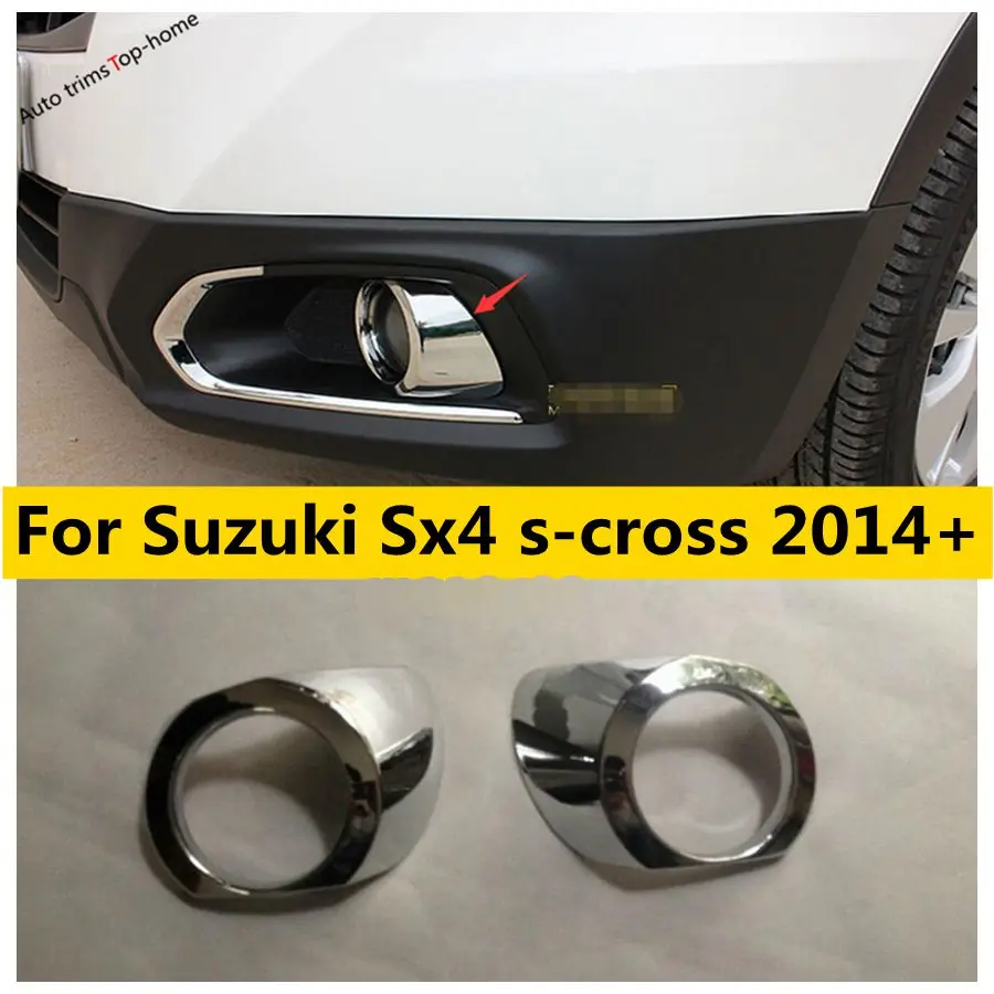 

Front Bumper Fog Lights Lamps Decoration Frame Cover Trim For Suzuki Sx4 s-cross 2014 - 2016 Bright Chrome ABS Car Accessories