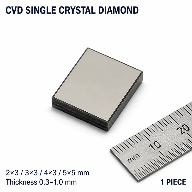 CVD Single Crystal Diamond Blank Plate 2x3 3x3 4x3 5x5mm Synthetic Superhard Material for Precision Cutting Tool Making
