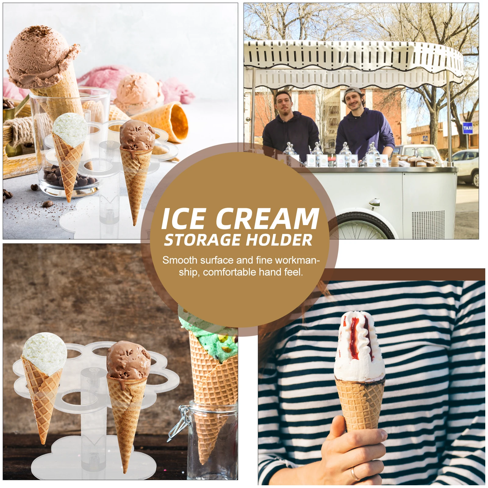 

8 Holes Acrylic Ice Cream Stand Transparent 16Cm Top 12.6Cm Bottom 10Cm Height 3Cm Hole Detachable Wedding Party Buffet Dessert