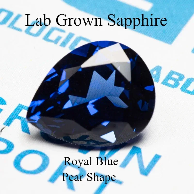 

Lab Grown Sapphire Pear Shape Royal Blue VVS1 Gemstone for Charms Diy Jewelry Making Earrings Ring Selectable AGL Certificate