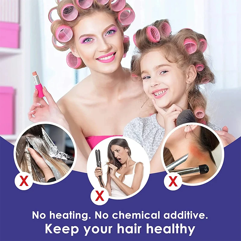 28pcs/set Self-Grip Hair Rollers Heatless Hair Curlers No Heat Hair Bangs Volume Self-adhesive Hook Curlers DIY Styling Tools