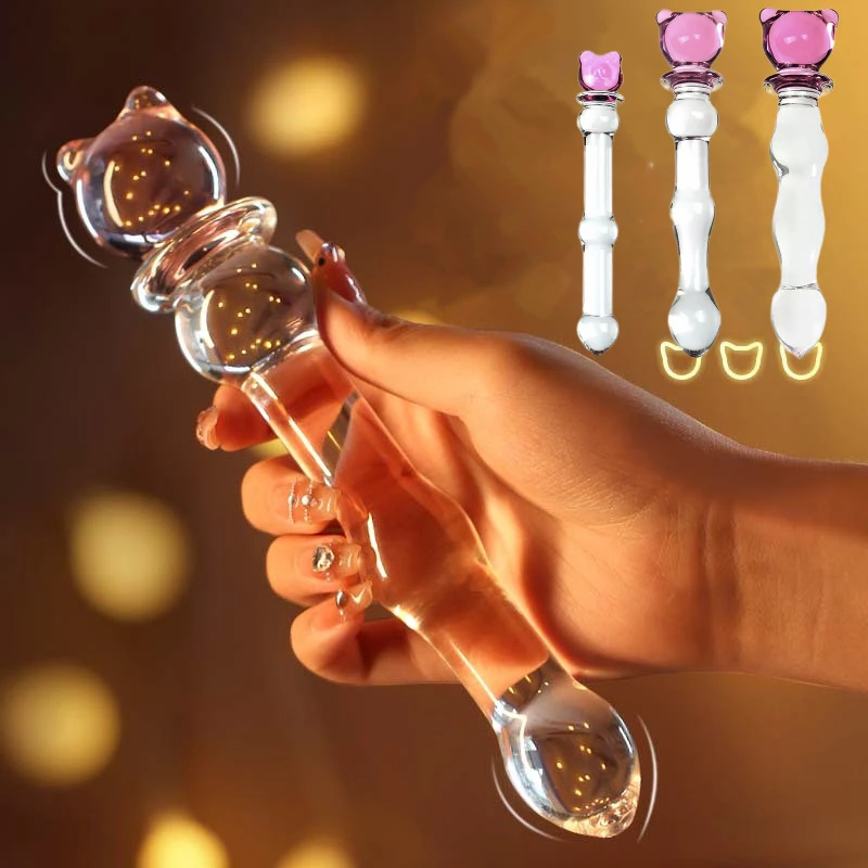 Little Bear fairy stick Crystal Glass Dildo Penis Beads Anal Plug  Sex Toys For Man Woman Couples Vaginal And Anal Stimulation