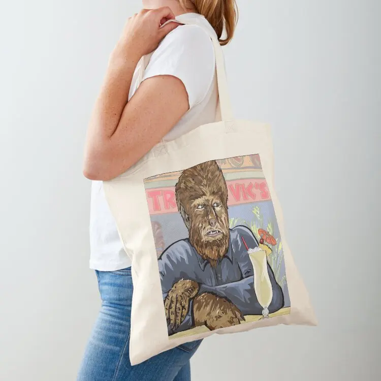 

Ah-woooo. Werewolf drinking a pina colada Tote Bag shopper bags woman shopping bag ecological bags tote bag