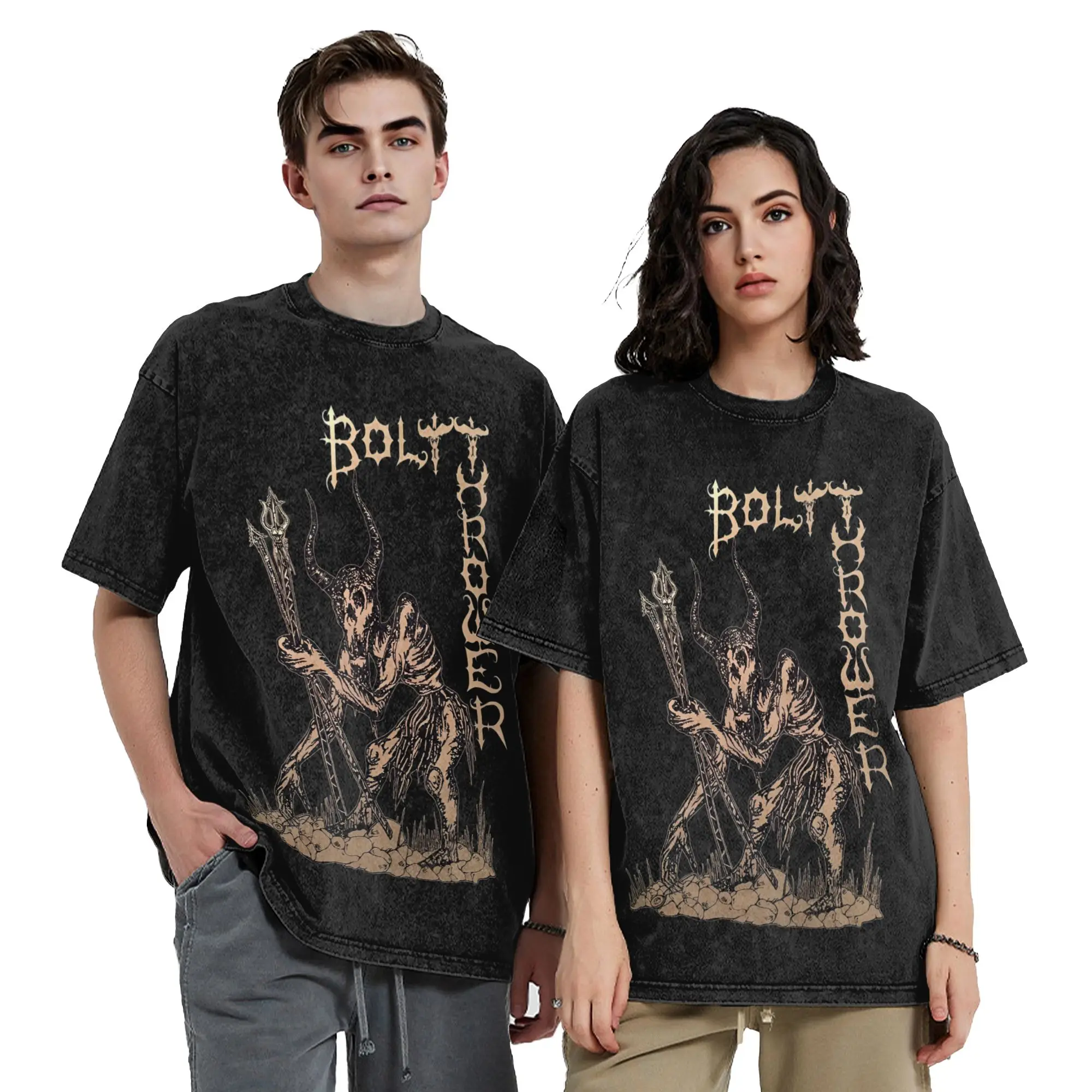 Bolt Thrower Band Vintage Washed T Shirts Prophets of Hell Album Pure Cotton Clothes Fashion Short Sleeve O Neck Tees