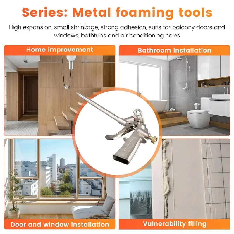 ABMI-Heavy Duty PU Foam Tool Expanding Foam Applicator Metal Blowing Tool Foam Caulk Tool Waterproof Caulk Tool,