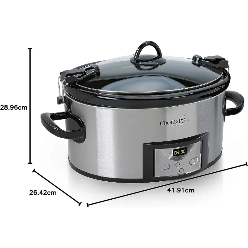 6-Quart Cook & Carry Programmable Slow Cooker with Digital Timer, Stainless Steel (CPSCVC60LL-S), 1-Pack