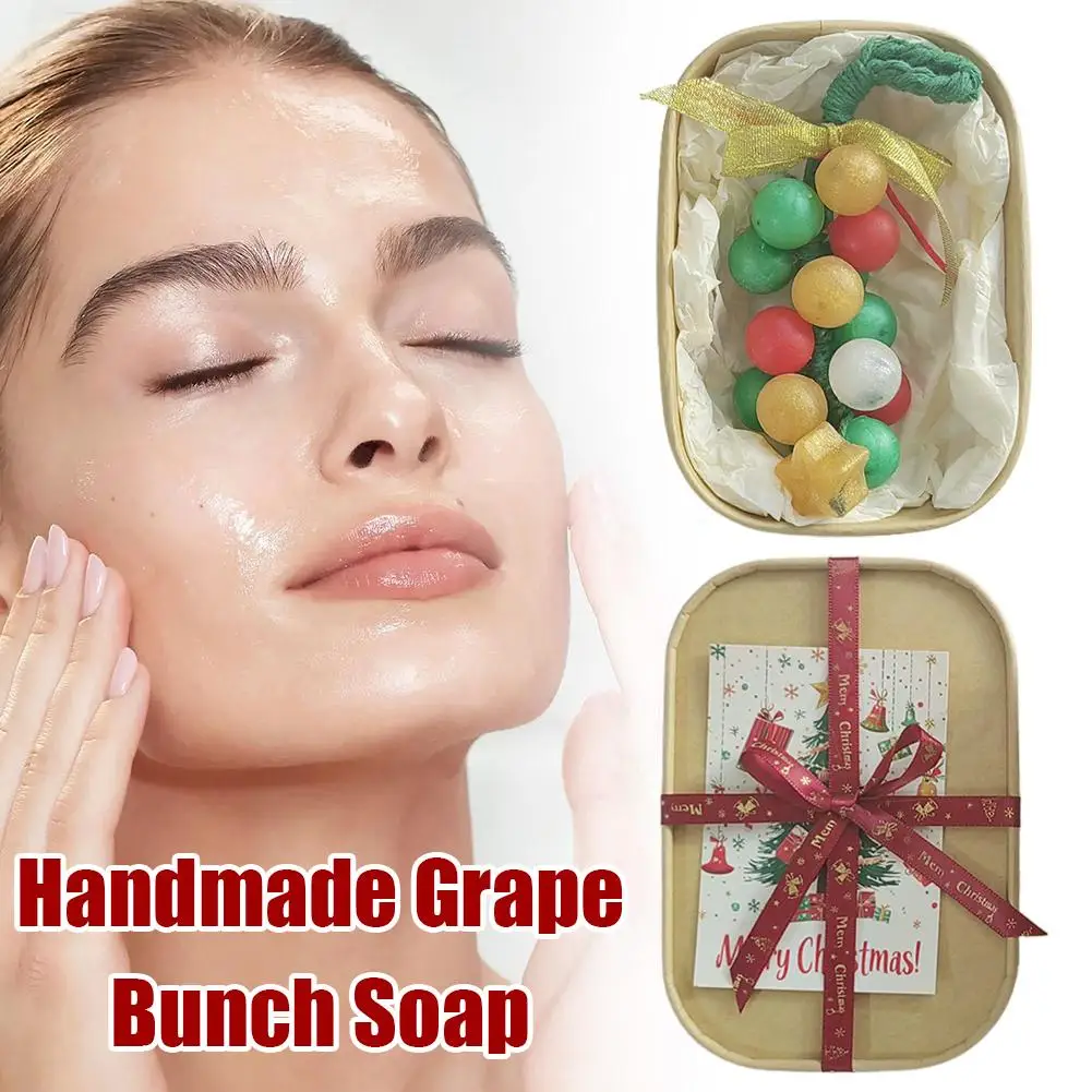 Ręcznie robione mydło winogronowe na sznurku, dekoracyjne i aromatyczne naturalne mydło w kostce do mycia rąk, kąpieli, świeży powietrze, prezent świąteczny dla kobiet i mężczyzn