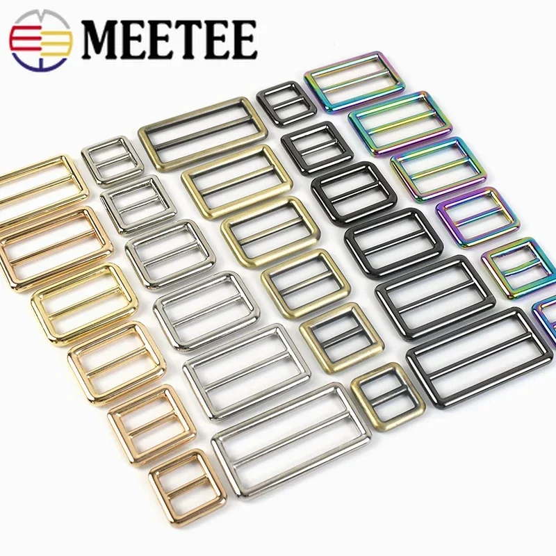 4/10pc Meetee 20/26/32/38/50mm Tri-Glide Slider Adjust Metal Buckles for Backpack Web Strap DIY Bag Belt Leather Craft Accessory