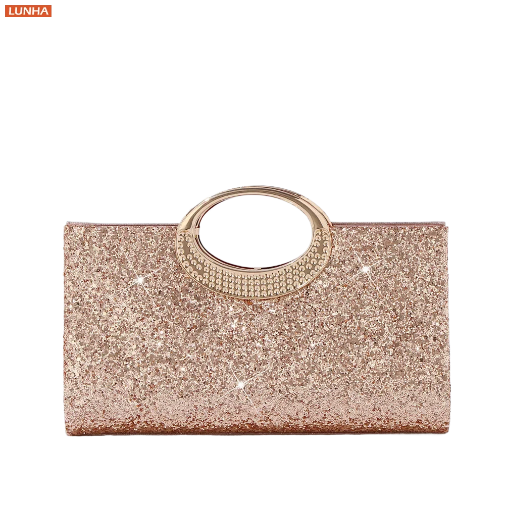 

Золотой вечерний клатч для женщин, сверкающая блестящая кожаная сумка для свадебной вечеринки, роскошная дизайнерская сумка-клатч с цепочкой на плечо