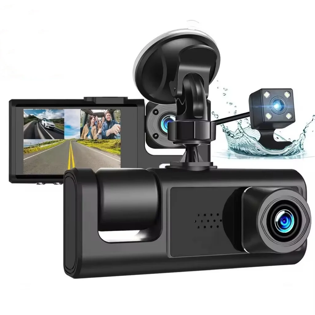 

2026 New 3 Cameras Lens 2 Inch Car DVR 24H Dash Cam HD 1080P Dash Camera Dual Lens Video Recorder 1080P Black Box Night Vision