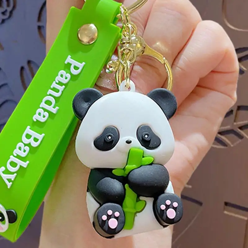 Cartoon Panda Bag Keychain Creative Panda Pendant PVC Cartoon Keychain Cute Cartoon Panda Keychain Decoration Fashion Car Key