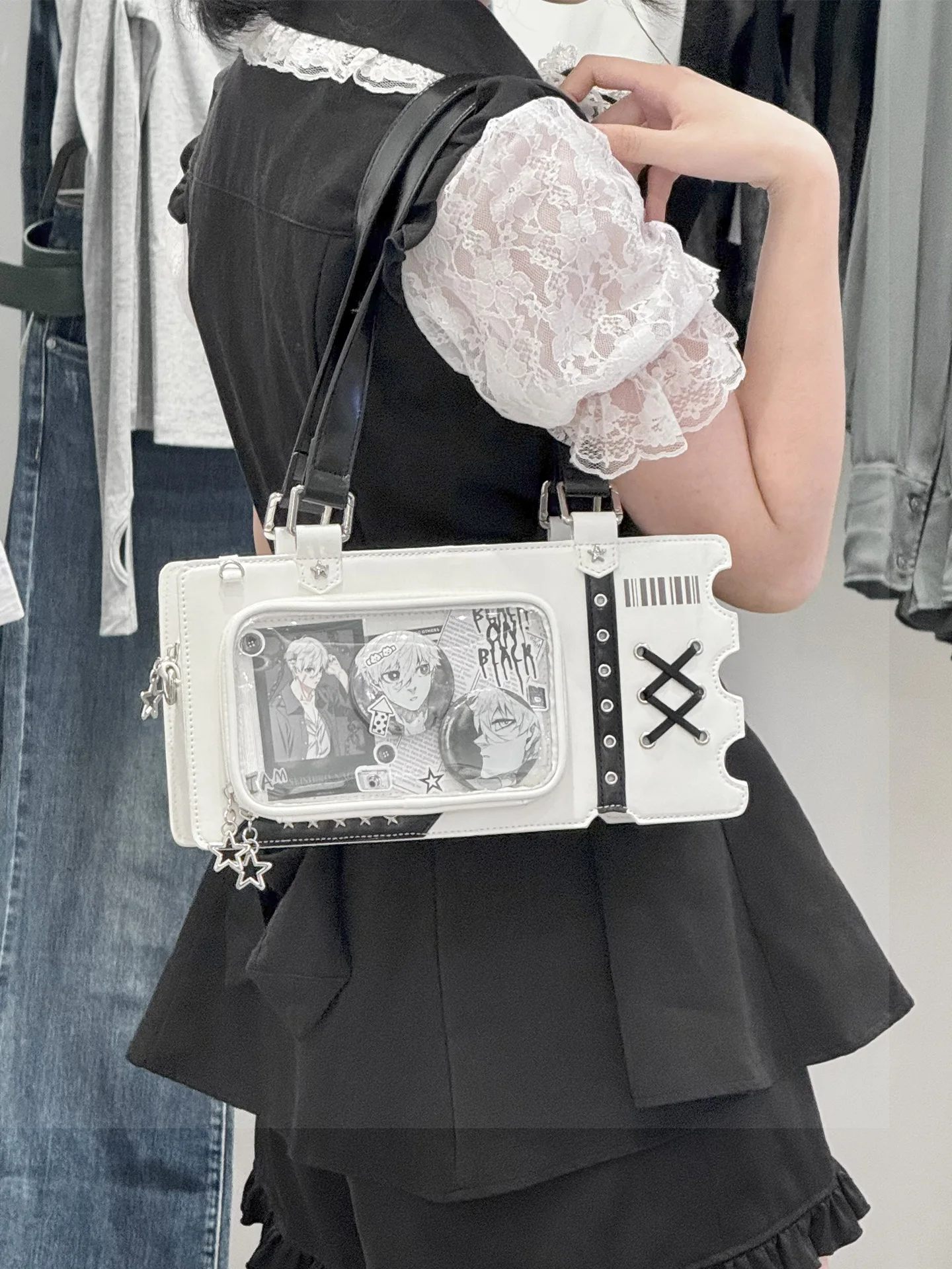 Original Japanese Small Capacity Lta Bag Daily Transparent Cute Girl Bags Laser Kawaii Student Y2K Single Shoulder Bag for Women