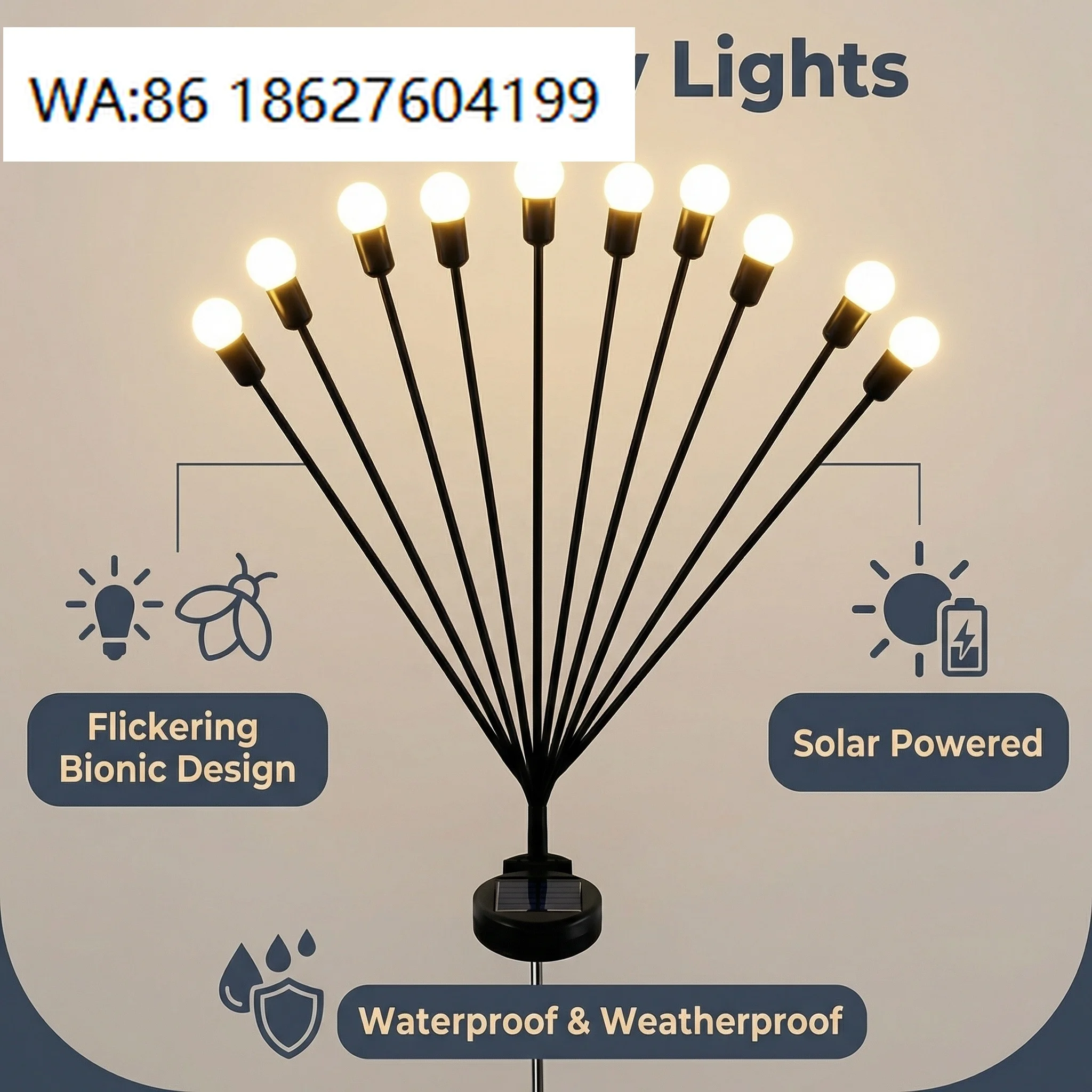 Wind Swaying Firefly LED Solar Lamp IP65 Waterproof Outdoor Garden Pathway Holiday Party Landscape Decor Lighting