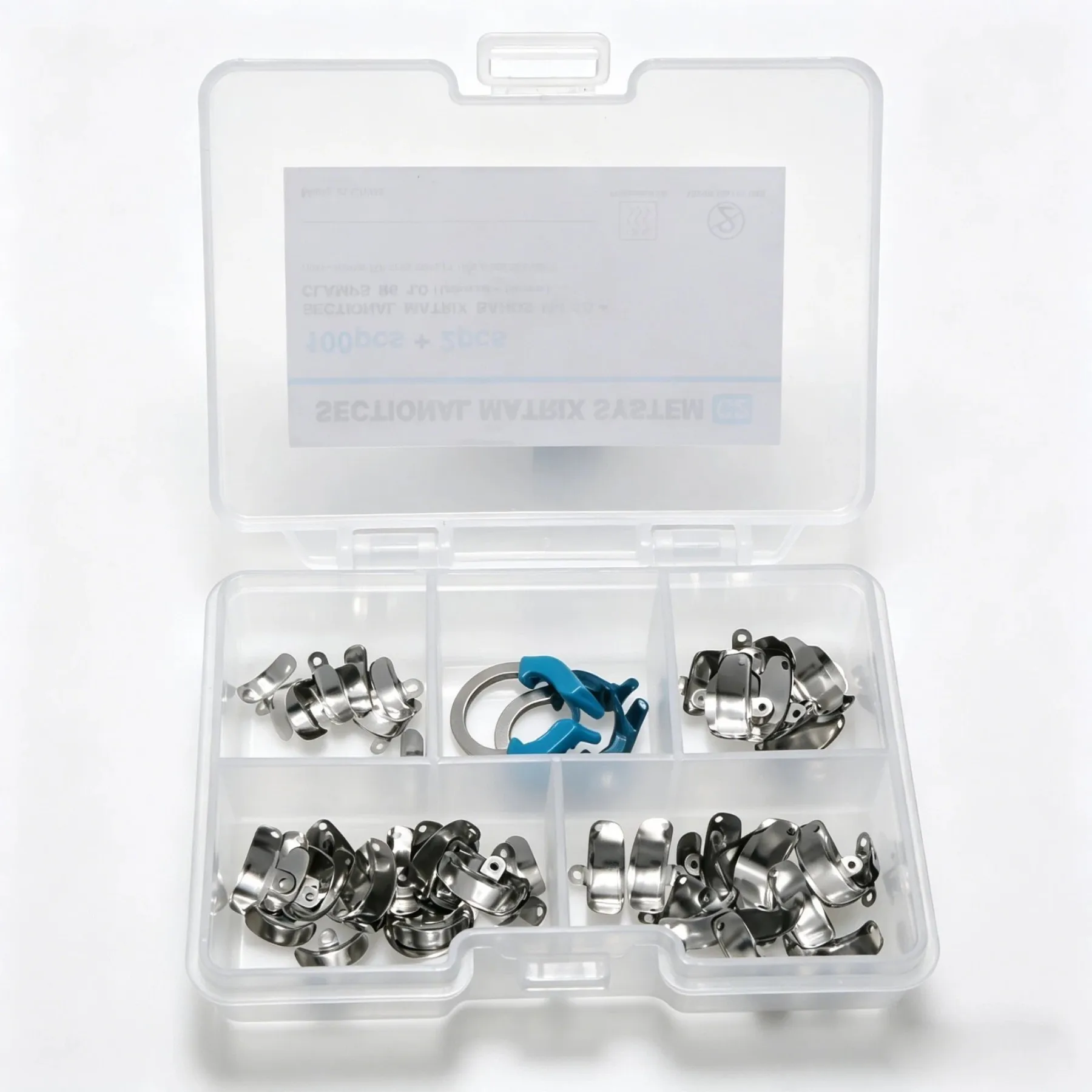 C2 Dental Sectional Matrix System M4 1.0 Matrix Bands with R6 Clamps Ring 100pcs+2pcs Kit Fit Garrison Palodent V3 System - view 4