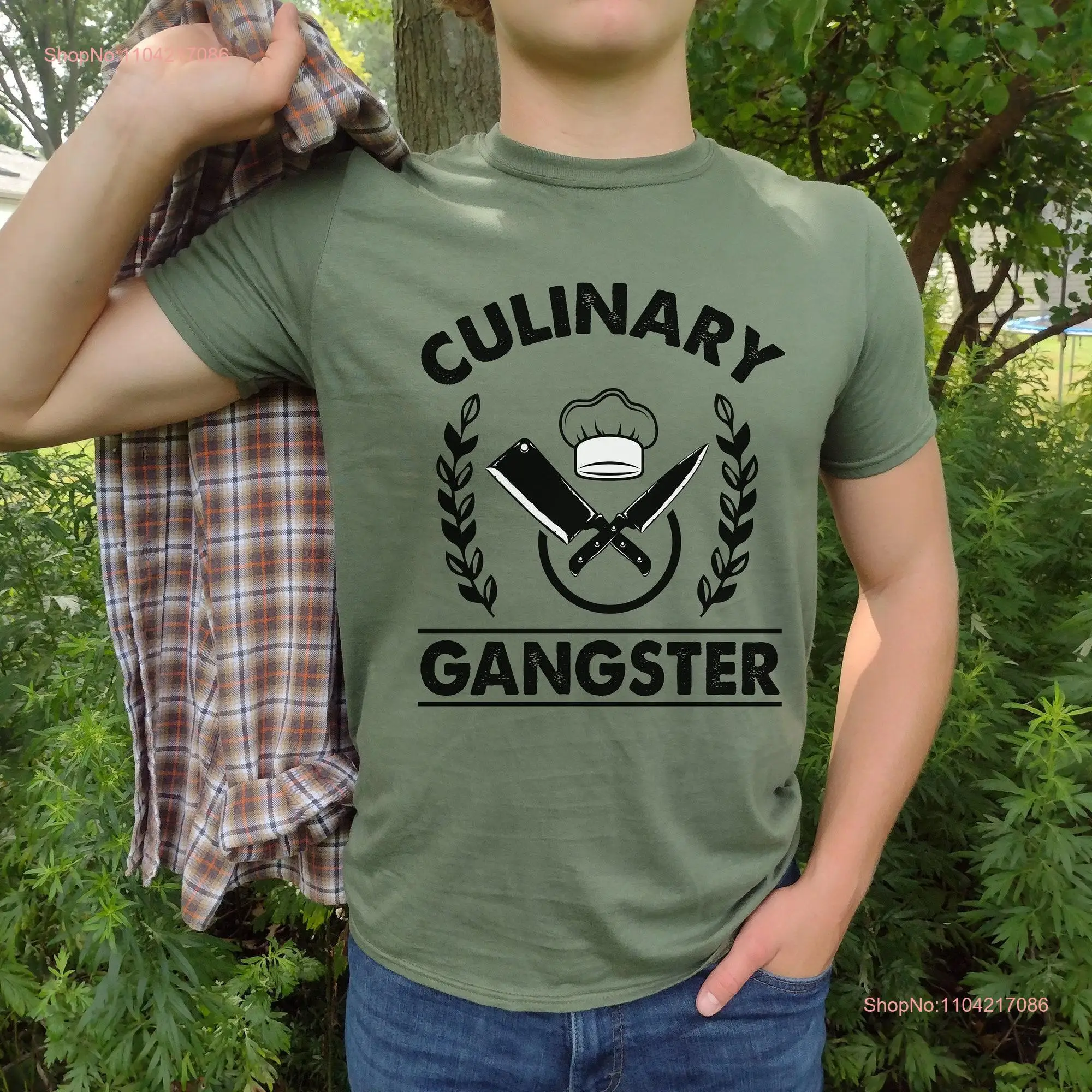 Culinary Gangster T Shirt Rule the Kitchen with Chef's Hat Crossed Knives Ultimate Cook's Attire chefs gift