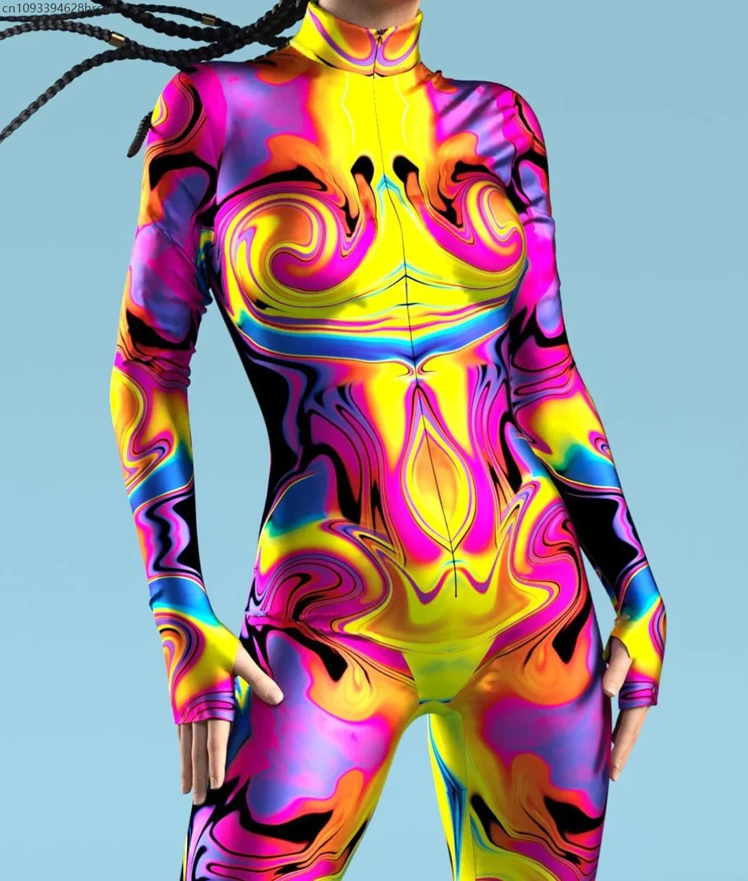 

OA Colorful 3D Print Women Carnival Sexy Skinny Slim Jumpsuit Party Cosplay Costumes Niño Performance Bodysuit Halloween 2026