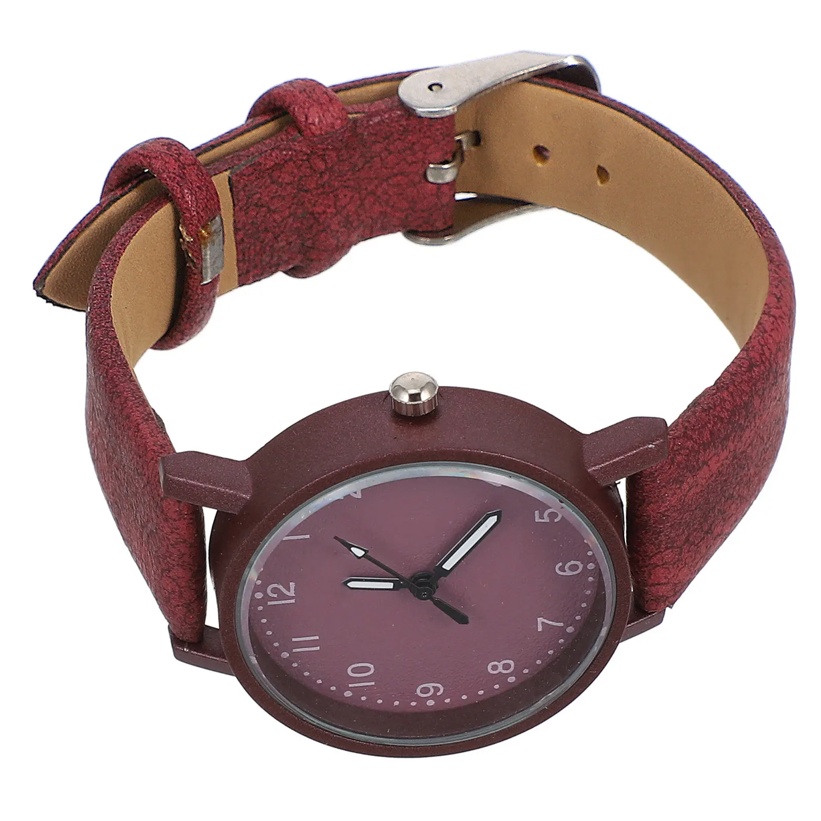 1Pcs Quartz Casual Watch Red Dull Polish Simple Wristwatch Birthday Gift for Women Students Quartz Watch